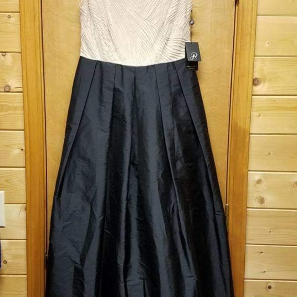 Adrianna Papell  Pearl beaded taffeta evening gown